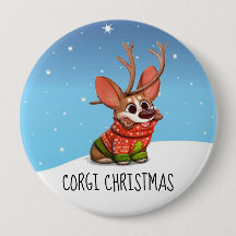 Corgi Dog Christmas Button