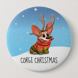 Corgi Dog Christmas Button