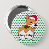 Corgi Dog Christmas Button (Vorne & Hinten)