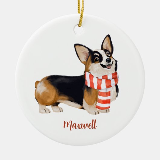 Corgi Dog Christmas Keramik Ornament (Vorne)