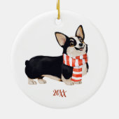Corgi Dog Christmas Keramik Ornament (Hinten)