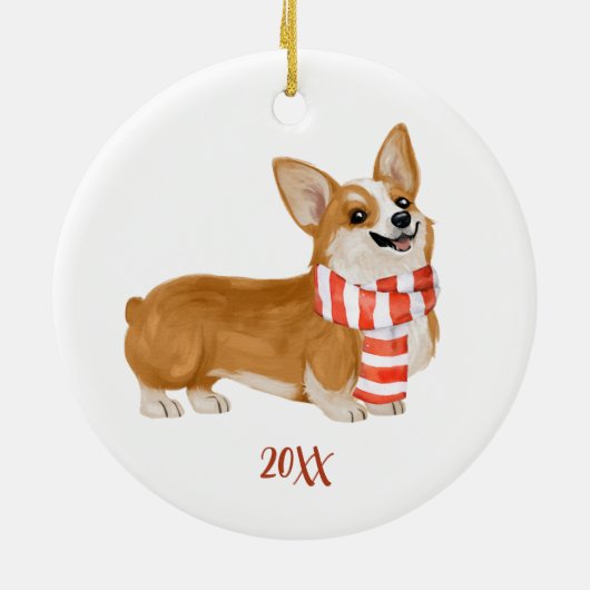 Corgi Dog Christmas Keramik Ornament (Hinten)