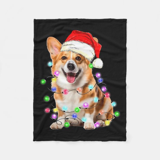 Corgi Dog Christmas Lights Pajama Funny  Fleecedecke (Vorderseite)