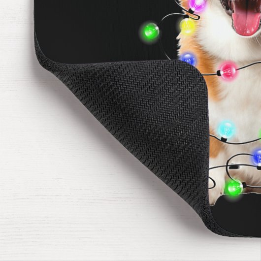 Corgi Dog Christmas Lights Pajama Funny Mousepad (Ecke)