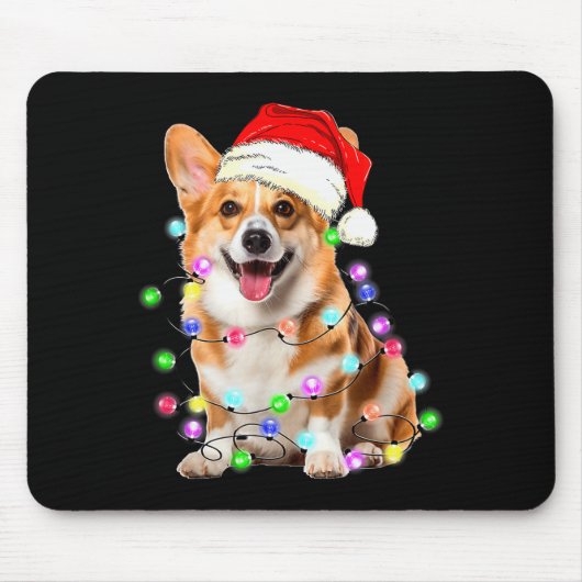 Corgi Dog Christmas Lights Pajama Funny Mousepad (Vorne)