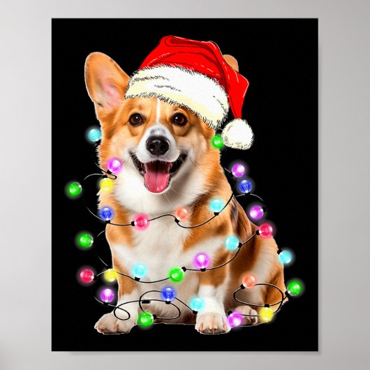 Corgi Dog Christmas Lights Pajama Funny Poster (Vorne)