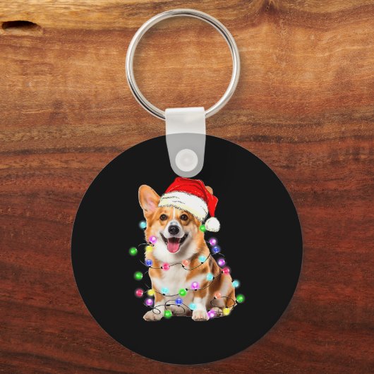 Corgi Dog Christmas Lights Pajama Funny  Schlüsselanhänger (Vorderseite)