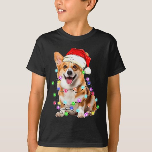 Corgi Dog Christmas Lights Pajama Funny  T-Shirt (Vorderseite)