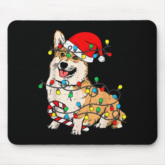 Corgi Dog Christmas Lights Pajama Santa Xmas Pet D Mousepad (Vorne)