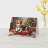 Corgi Dog Christmas Loaf with Santa Crown Art Karte (Gelbe Blume)
