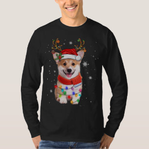 Corgi Dog Christmas Rentier Weihnachtsmannmütze Xm T-Shirt