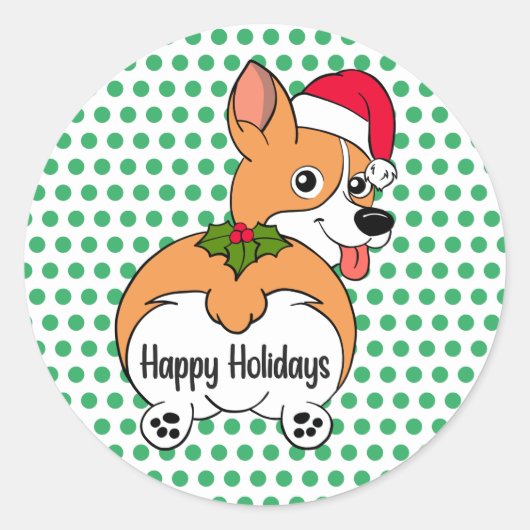 Corgi Dog Christmas Runder Aufkleber (Vorderseite)