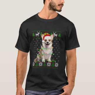 Corgi Dog Christmas Tree Lights Welpe Hund Lover T-Shirt