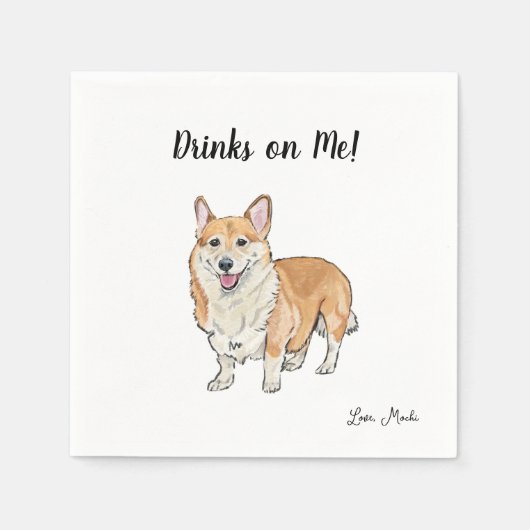 Corgi Dog Cocktail Napkins Serviette (Vorderseite)
