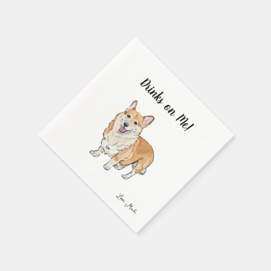Corgi Dog Cocktail Napkins Serviette (Ecke)