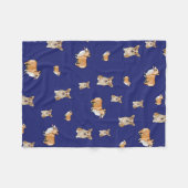 Corgi Dog Fleece Blanket Navy Blue (Vorderseite (Horizontal))