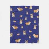 Corgi Dog Fleece Blanket Navy Blue (Vorderseite)