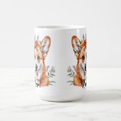 Corgi Dog Floral Sublimation Design Kaffeetasse (Mittel)