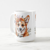 Corgi Dog Floral Sublimation Design Kaffeetasse (Vorderseite Links)