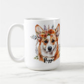 Corgi Dog Floral Sublimation Design Kaffeetasse (Links)