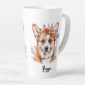 Corgi Dog Floral Sublimation Design Milchtasse (Rechte Ecke)