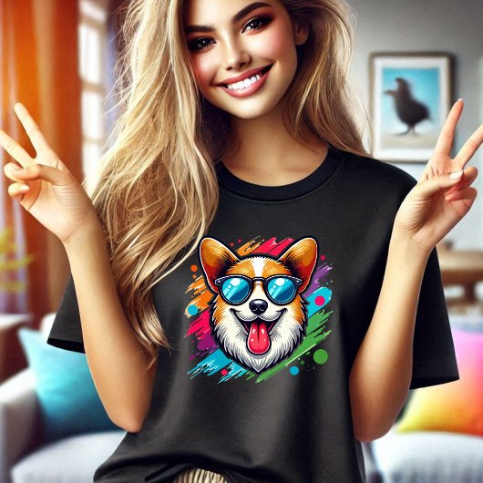 Corgi Dog Fun-Gesicht Tri-Blend Shirt