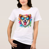 Corgi Dog Fun-Gesicht Tri-Blend Shirt (Vorderseite)