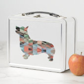 Corgi Dog Geometric Muster Silhouette Kariert Metall Brotdose (Beispiel)