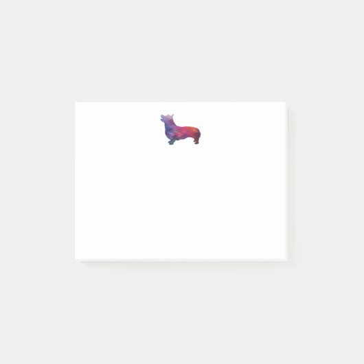 Corgi Dog Geometric Muster Silhouette Lila Post-it Klebezettel (Vorderseite)