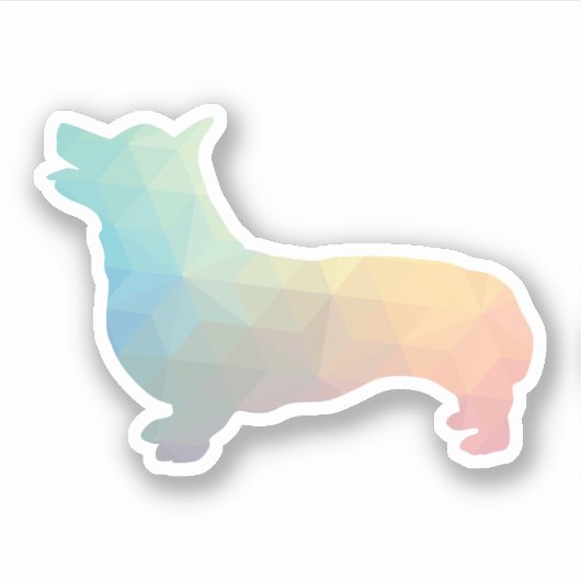 Corgi Dog Geometric Muster Silhouette Pastell Aufkleber (Vorderseite)