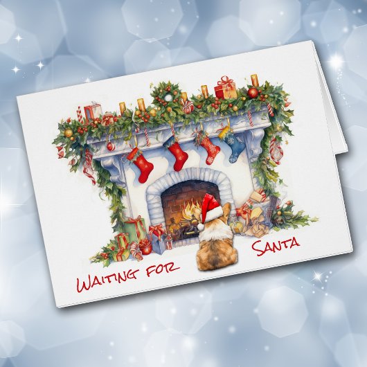 Corgi Dog Gewartet für den Weihnachtsfeuer