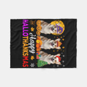 Corgi Dog Halloween Hallothanksmas Fleecedecke (Vorderseite (Horizontal))