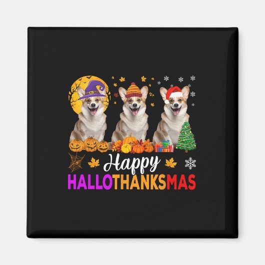 Corgi Dog Halloween Hallothanksmas Magnet (Vorne)