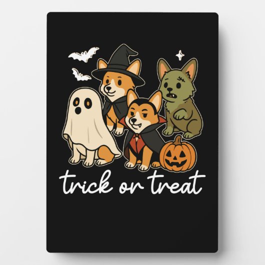 Corgi Dog Halloween Kostüm Spooky Fotoplatte (Vorderseite)