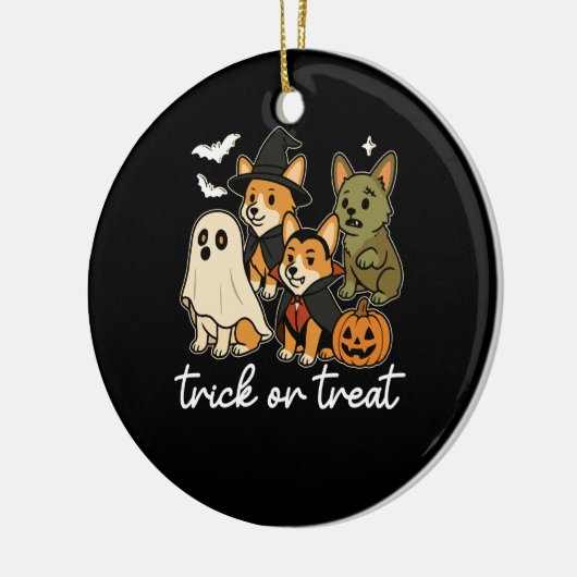 Corgi Dog Halloween Kostüm Spooky Keramik Ornament (Links)