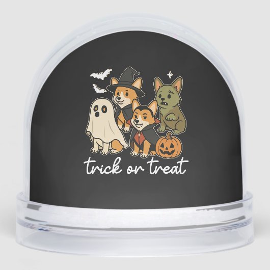 Corgi Dog Halloween Kostüm Spooky Schneekugeln (Vorderseite)