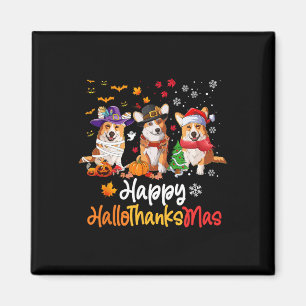 Corgi Dog Halloween Weihnachts-Happy Hallothanksma Magnet