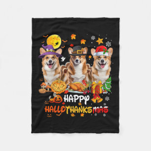Corgi Dog Happy Halloween Erntedank Merry Chris Fleecedecke