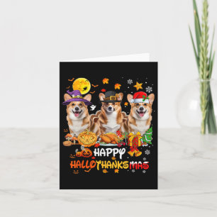 Corgi Dog Happy Halloween Erntedank Merry Chris Karte