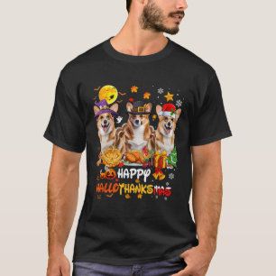 Corgi Dog Happy Halloween Erntedank Merry Chris T-Shirt