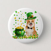 Corgi Dog Happy St Patricks Day Button (Vorderseite)