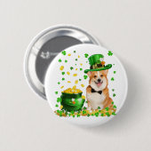 Corgi Dog Happy St Patricks Day Button (Vorne & Hinten)