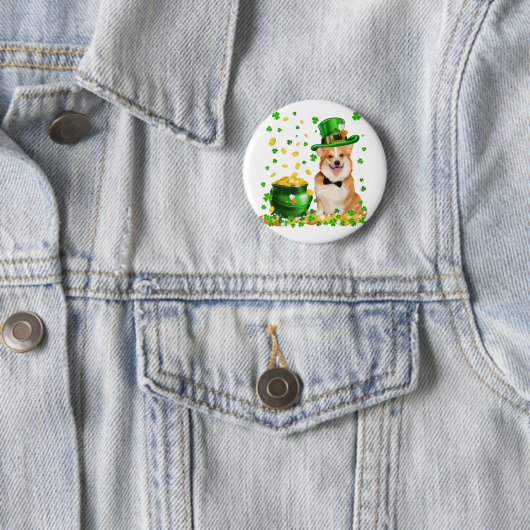 Corgi Dog Happy St Patricks Day Button (Beispiel)