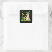Corgi Dog Happy St Patricks Day Quadratischer Aufkleber (Tasche)