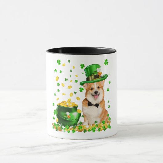 Corgi Dog Happy St. Patricks Day Tasse (Zentrum)