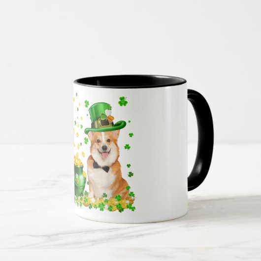 Corgi Dog Happy St. Patricks Day Tasse (VorderseiteRechts)