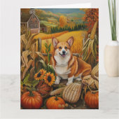 Corgi Dog Herbsternte Erntedank Karte (Vorderseite)
