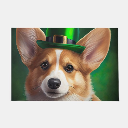 Corgi Dog in St. Patrick's Day Dress Fußmatte (Vorderseite)