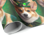 Corgi Dog in St. Patrick's Day Dress Geschenkpapier (Rolleneckpunkt)