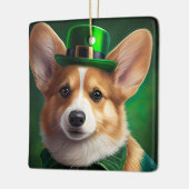 Corgi Dog in St. Patrick's Day Dress Keramikornament (Links)